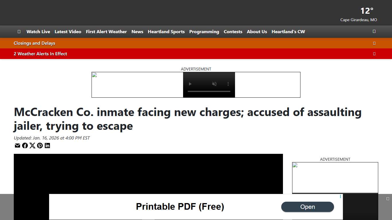 McCracken Co. inmate facing new charges; accused of assaulting jailer, trying to escape