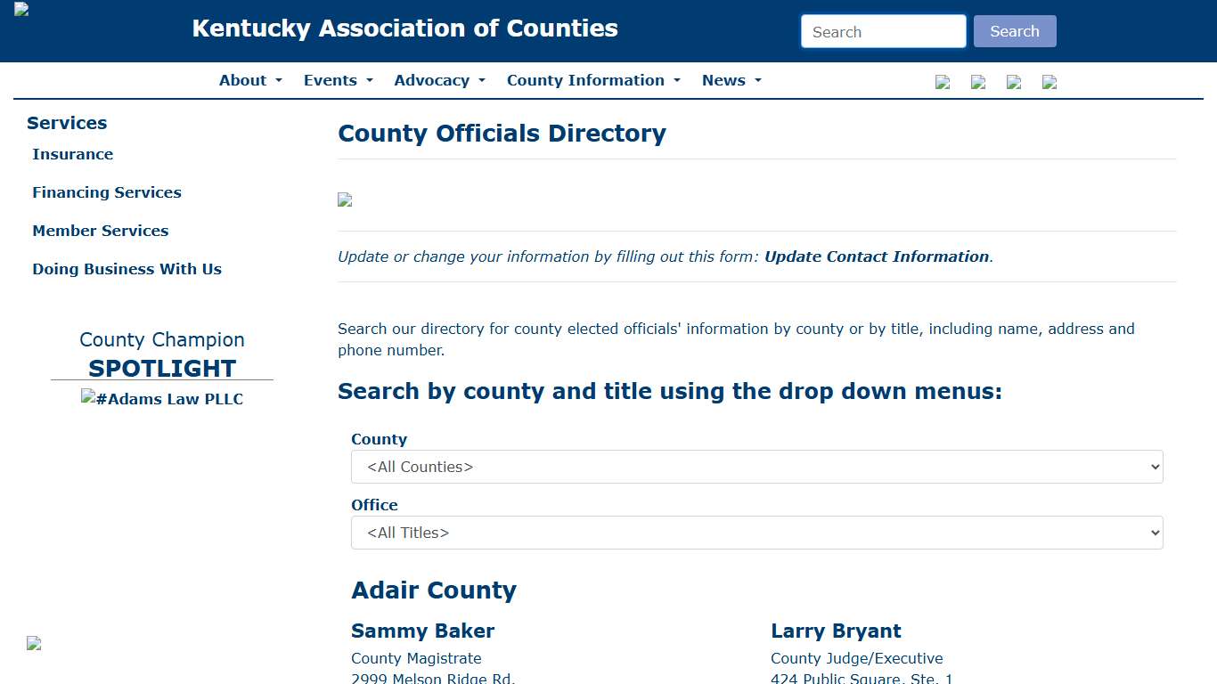 County Officials Directory - The Kentucky Association of Counties